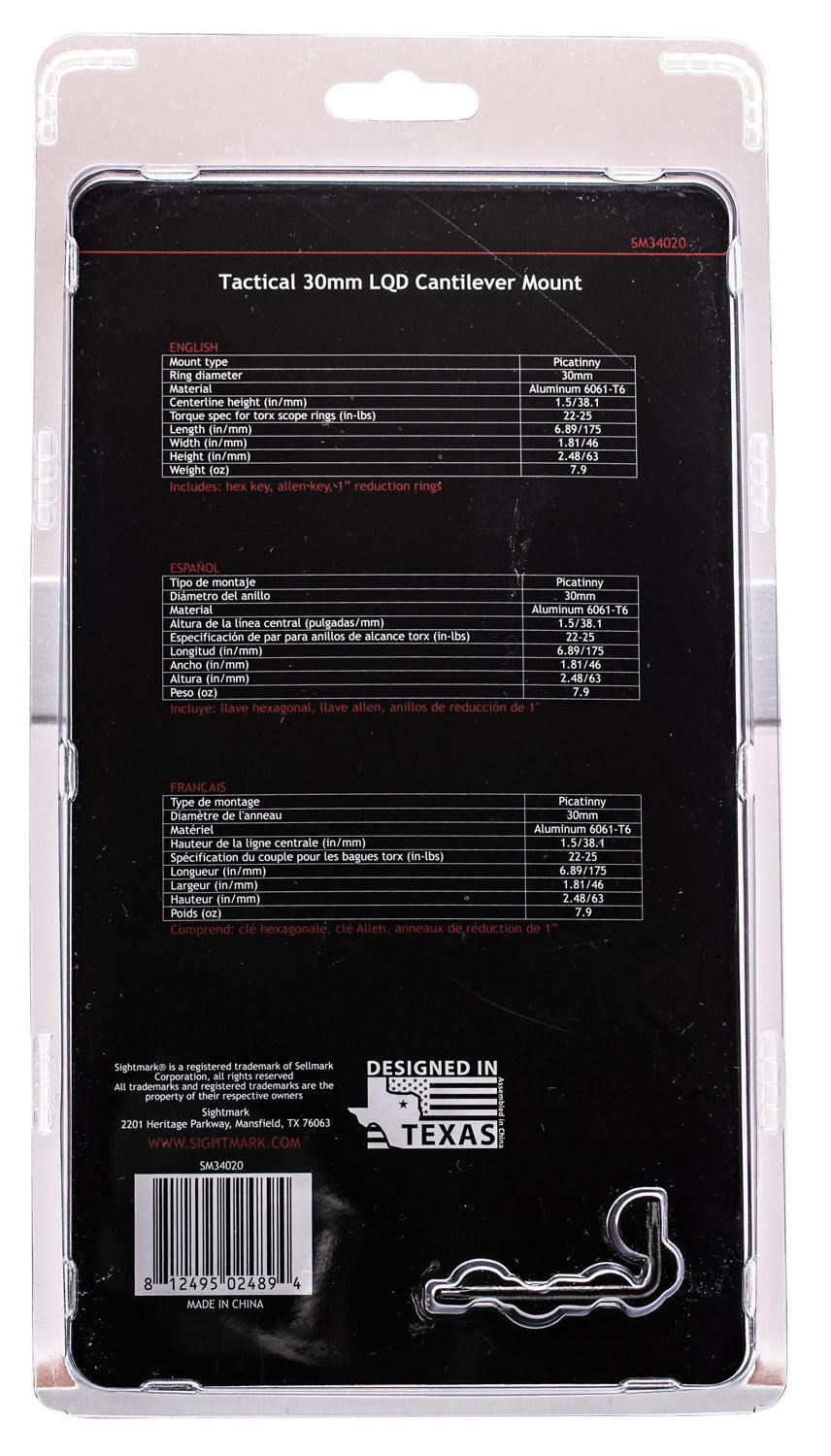 SIGHT SM34020    TACT 30MM     LQD   CANT MNT