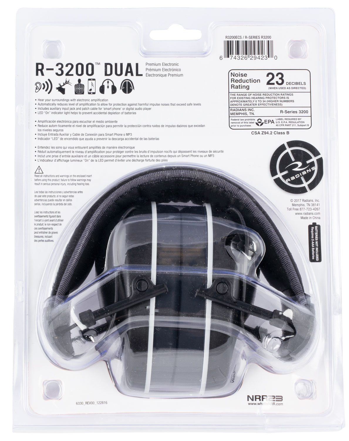 RAD R3200ECS    DUAL MIC ELEC MUFFS BLK/GRAY