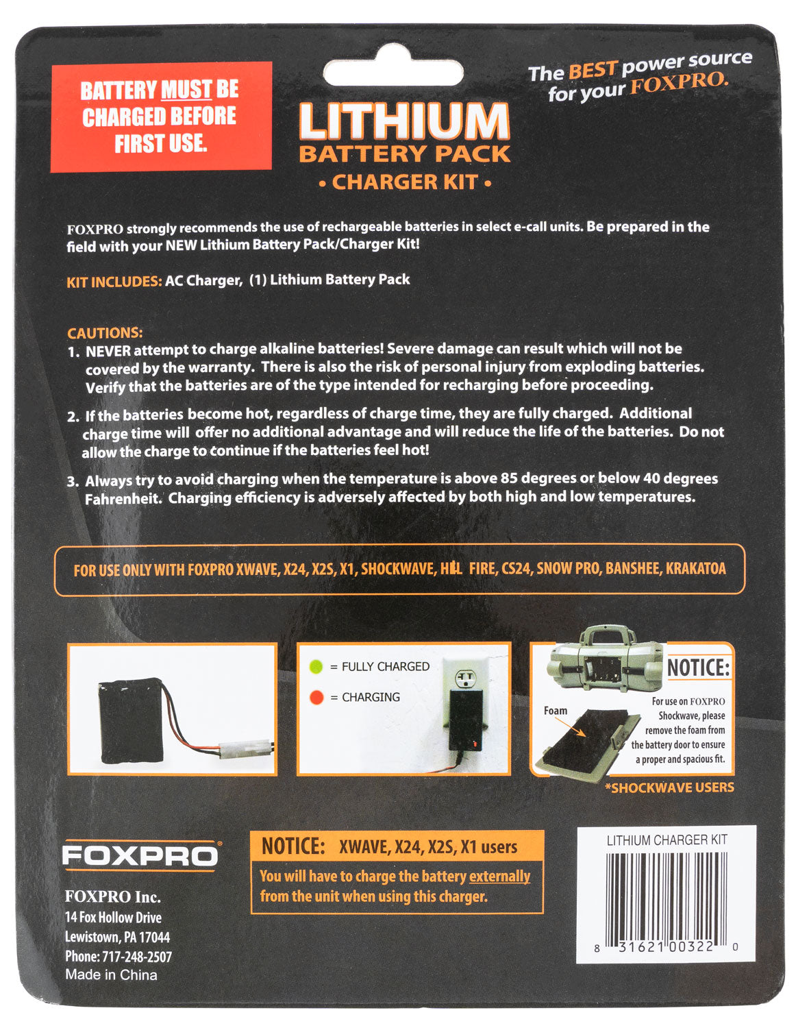 FOXPRO LITH/CHG         LITH 10 CELL FAST CH