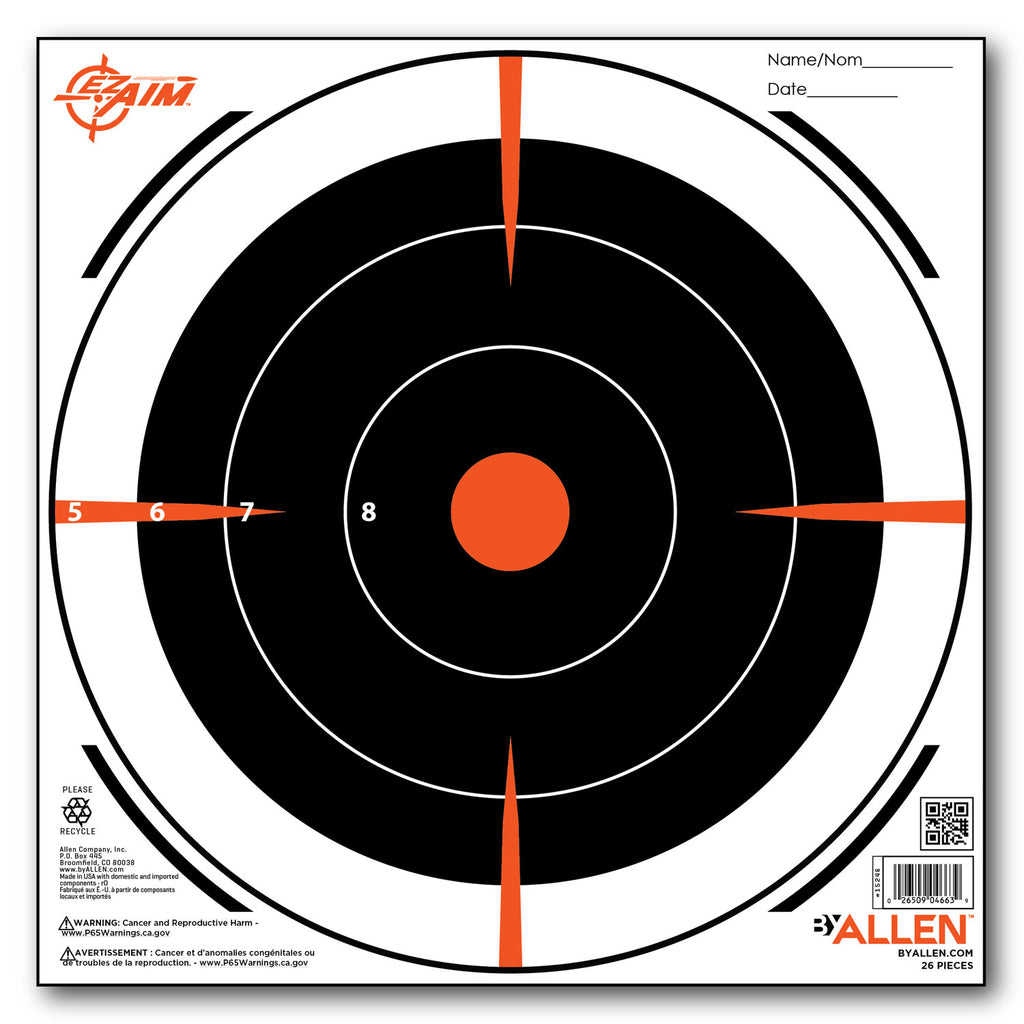 ALLEN 15246  EZAIM PAPER 8IN BULLSEYE         26PK