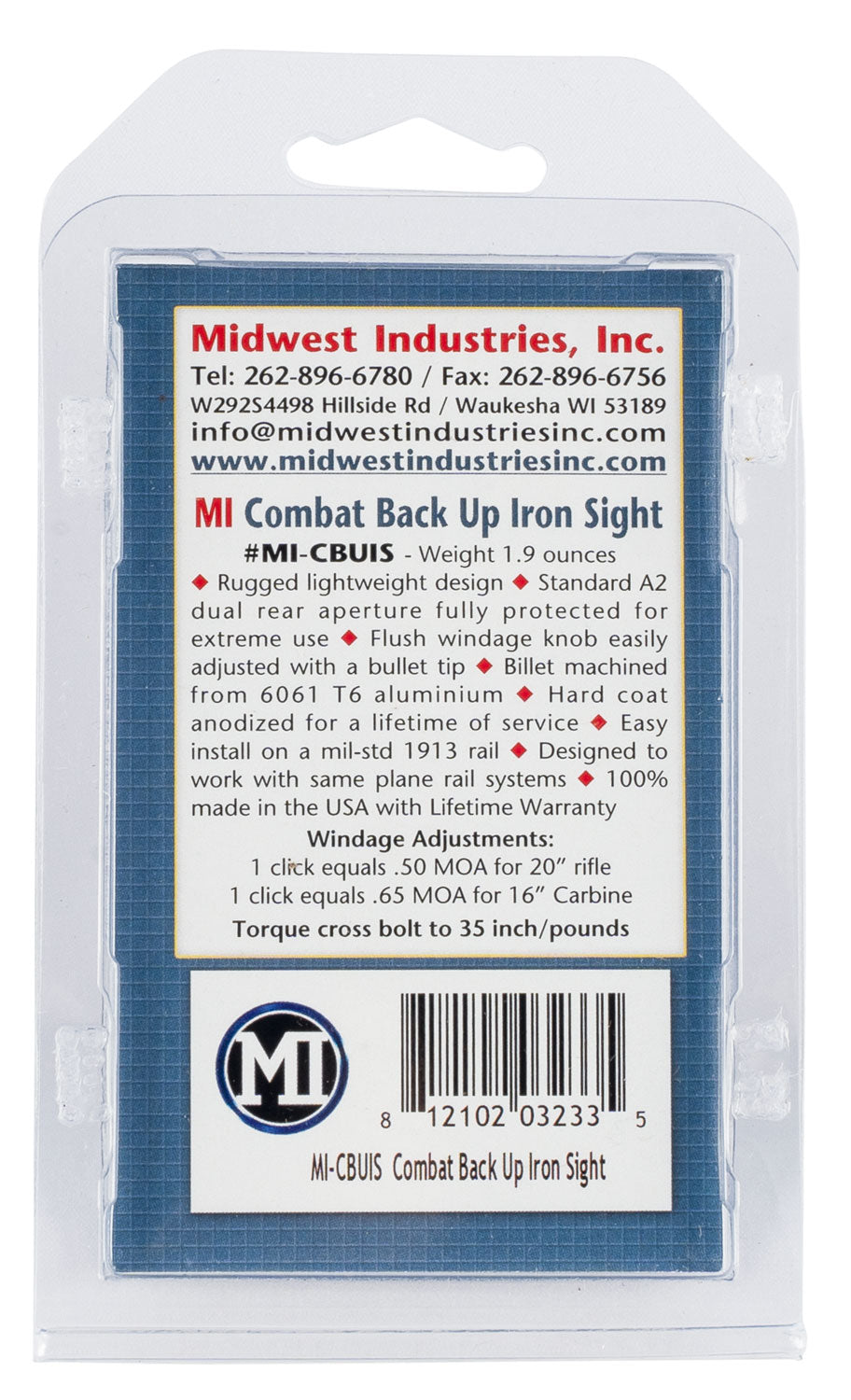 MIDWEST MI-CBUIS        COMABT FIXED REAR  SIGHT