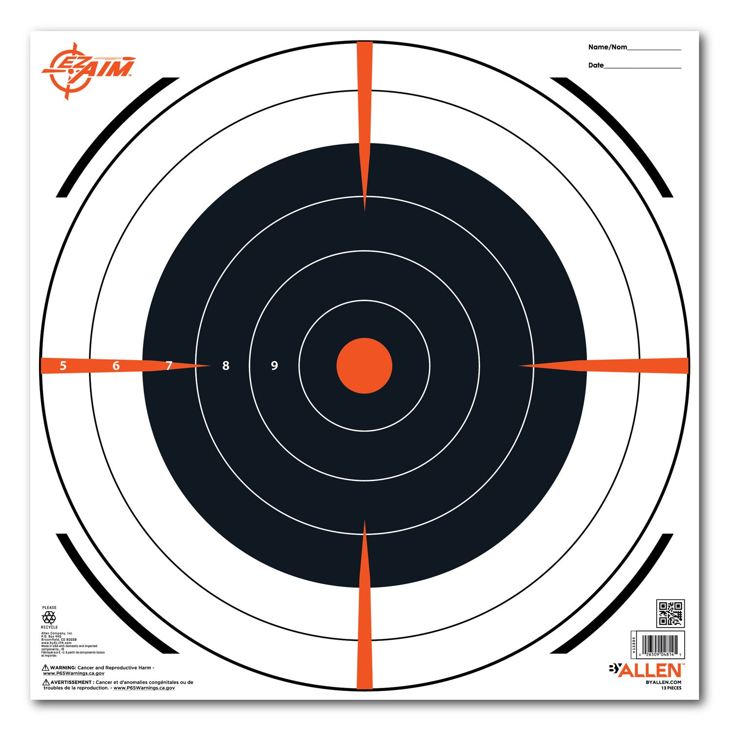 ALLEN 15334   EZAIM PAPER 12IN BULLSEYE 12 PK