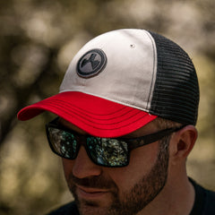 MAGPUL MAG1105-110 WASHED TRUCKER HAT  STN/BLK/RED