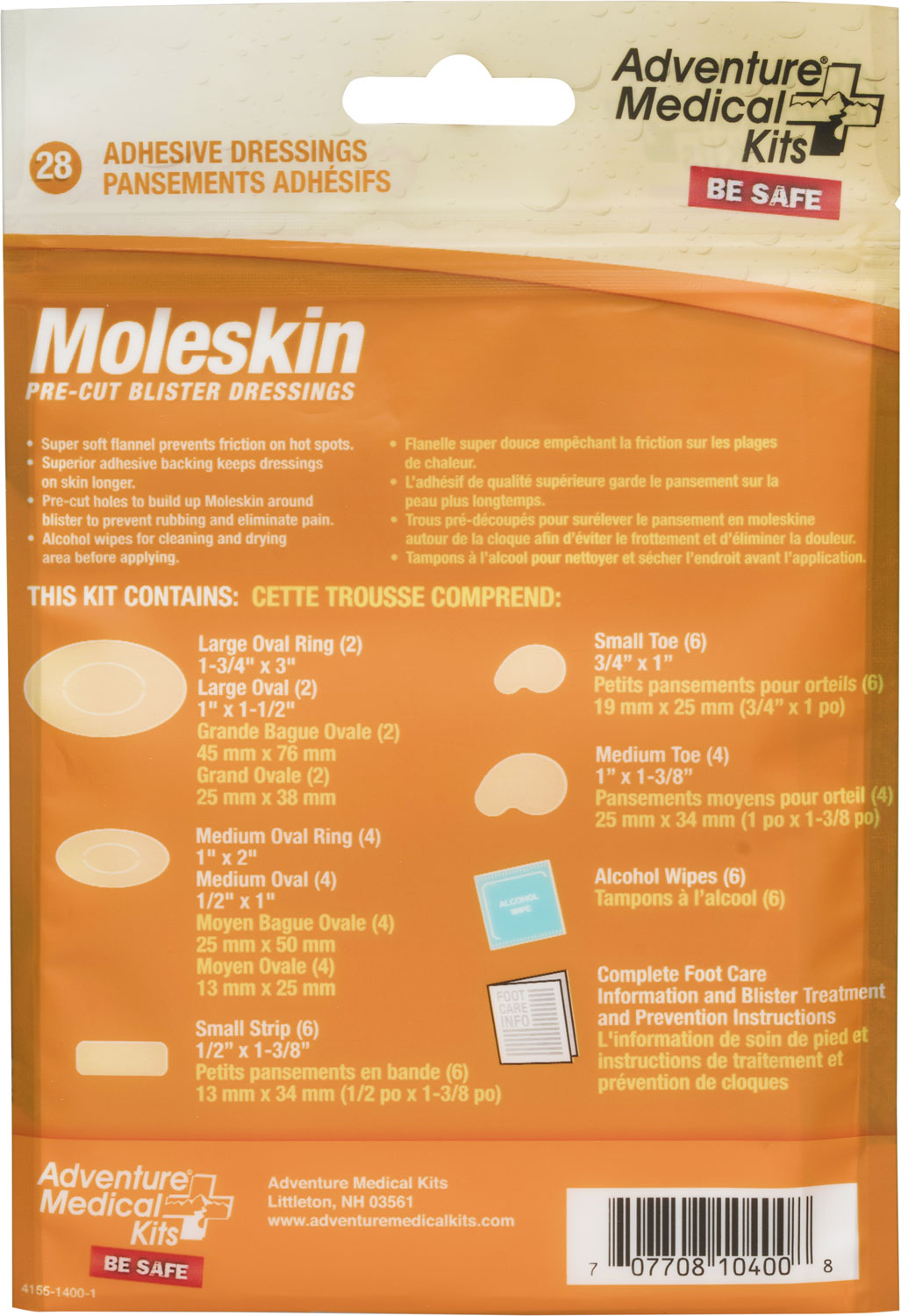 AMK 01550400 MOLESKIN PRECUT AND SHAPED