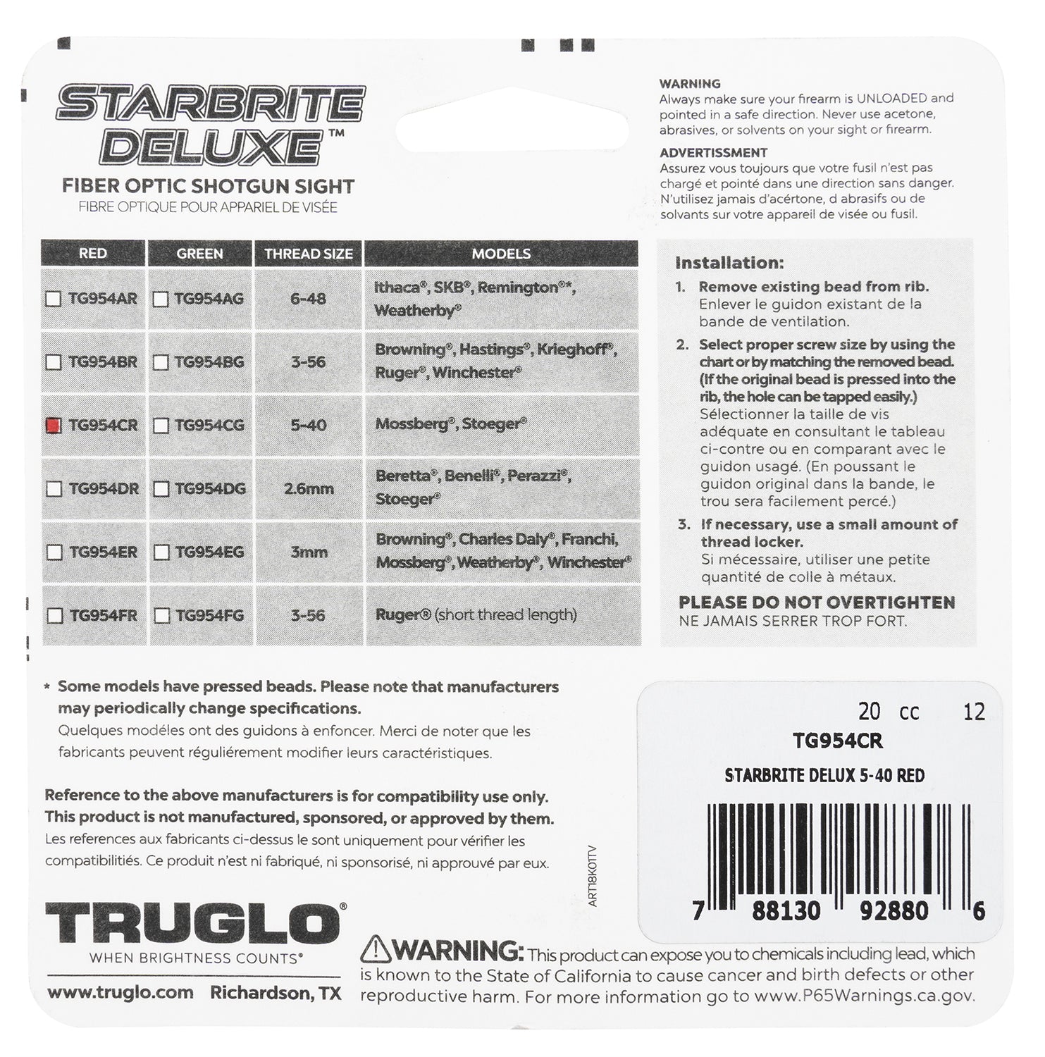 TRU TG-954CR     STARBRITE DLX 5-40   RED