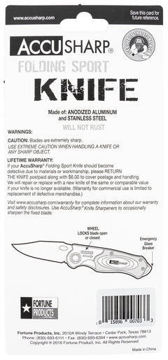 FPI 703C  ACCUSHARP FOLDING SPORT KNIFE BLACK