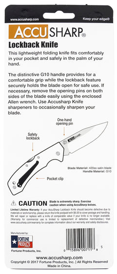 FPI 711C  ACCUSHARP LOCKBACK G10 KNIFE BLACK
