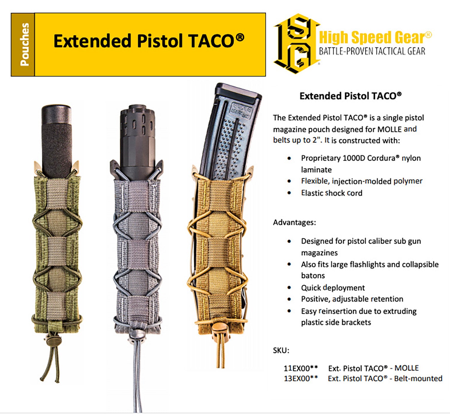 HSGI 13EX10BK EXT PSTL TACO BELT MOUNT    BLACK