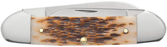 CASE 00263 AMBER BONE PEACH SEED JIG CANOE