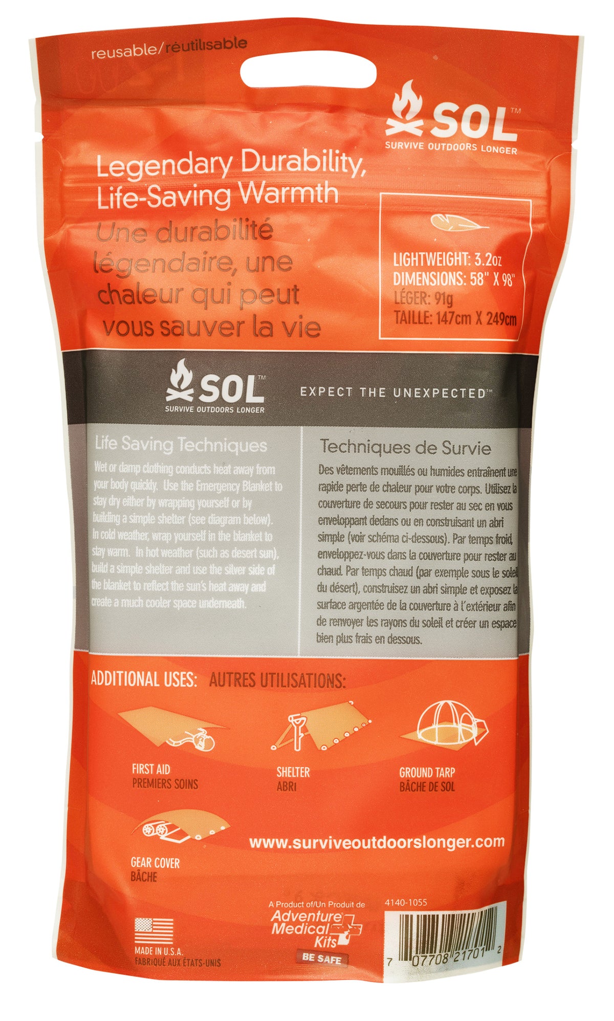 AMK 01401701 SOL SURVIVAL BLANKET