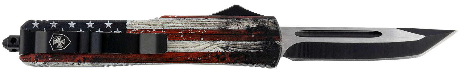 TEMP MWUS231   SLIM G2 WOOD US FLAG TANTO 440C BLK