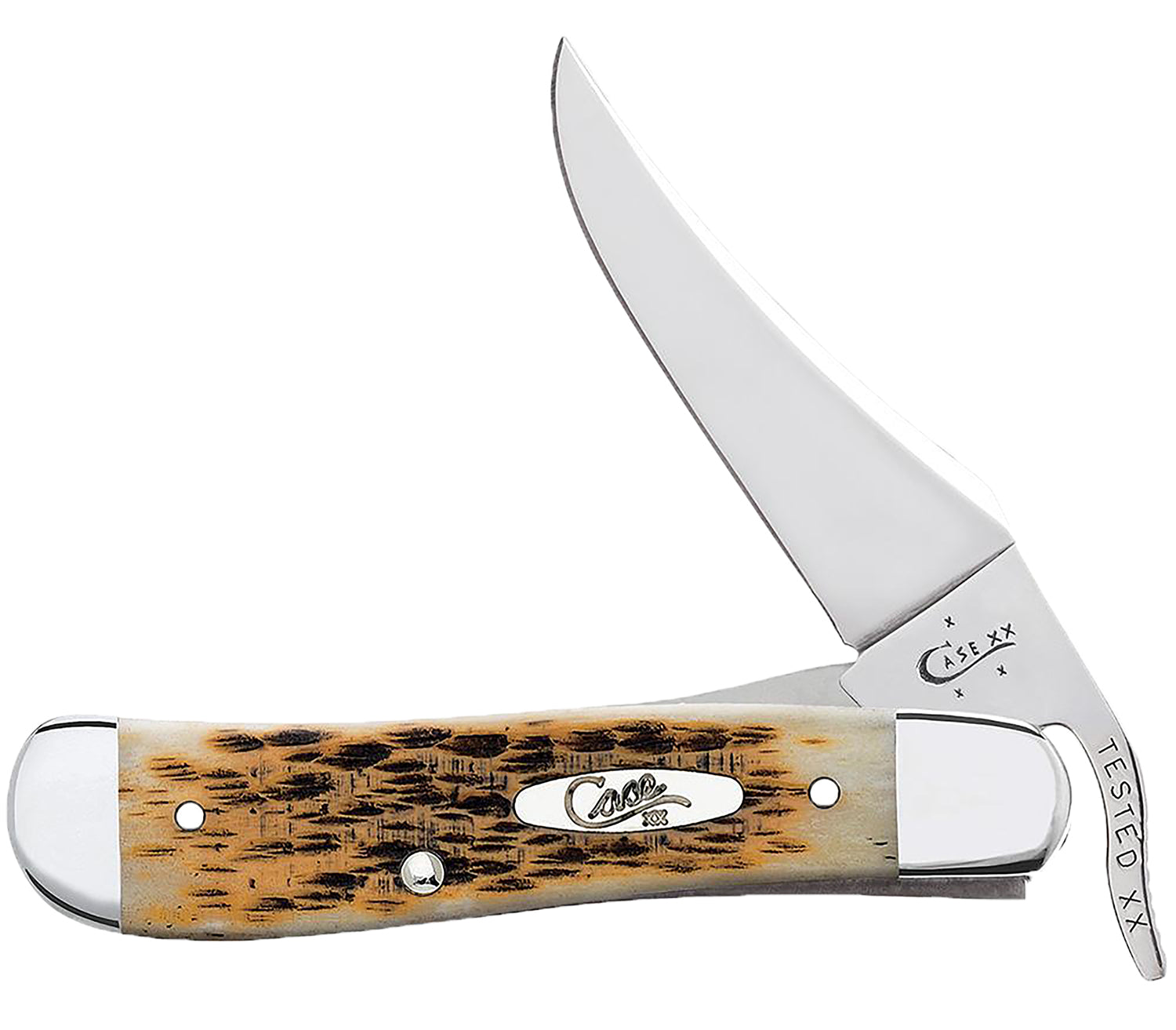 CASE 00260 AMBER BONE PEACH SEED JIG RUSSLOCK