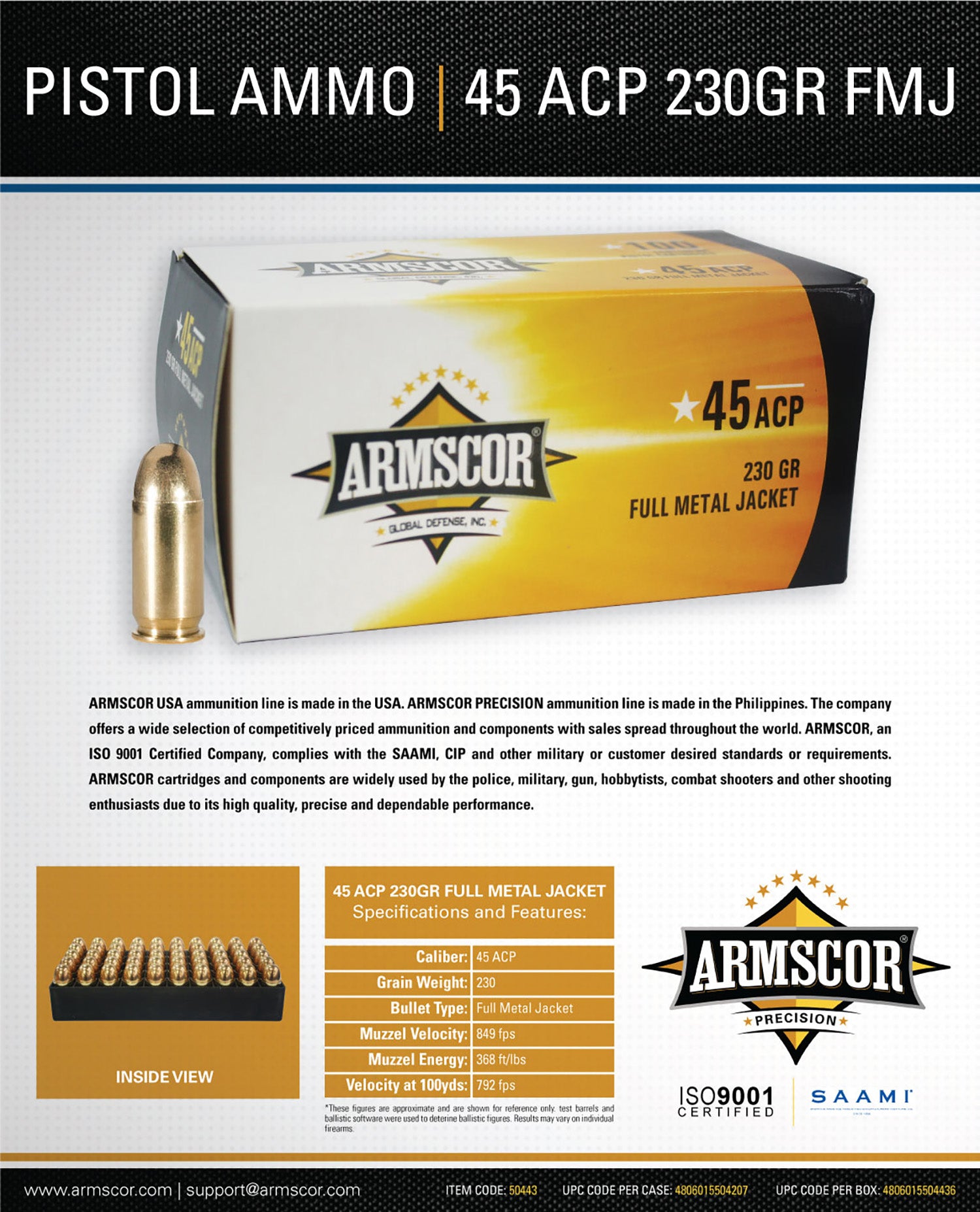 ARMS 50443              45A  230 FMJ  *VPK  100/12