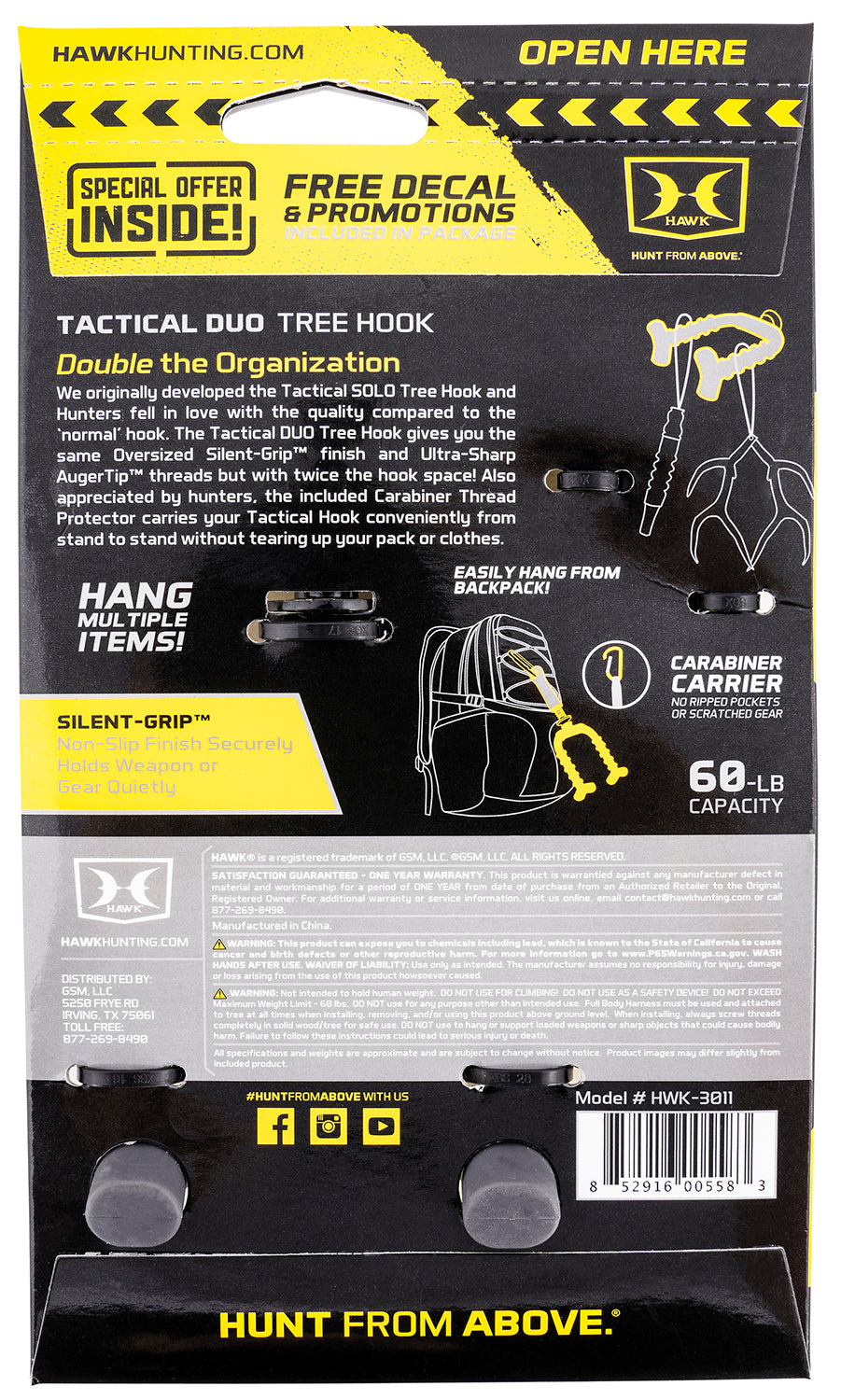 HAWK HWK-3011        TACTICAL DUO TREE HOOK