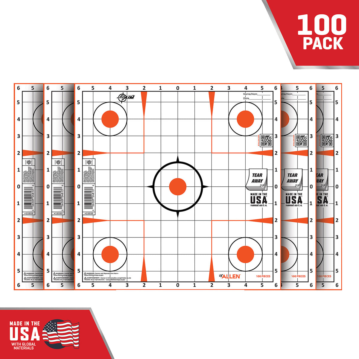 ALLEN 15333100 EZ AIM PAPER   12X12 SIGHT GRID 100