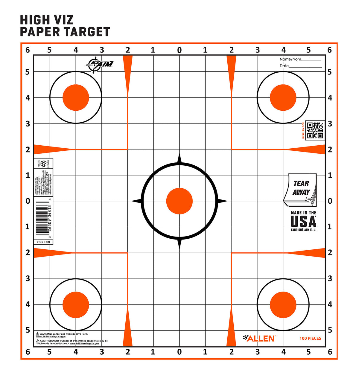 ALLEN 15333100 EZ AIM PAPER   12X12 SIGHT GRID 100