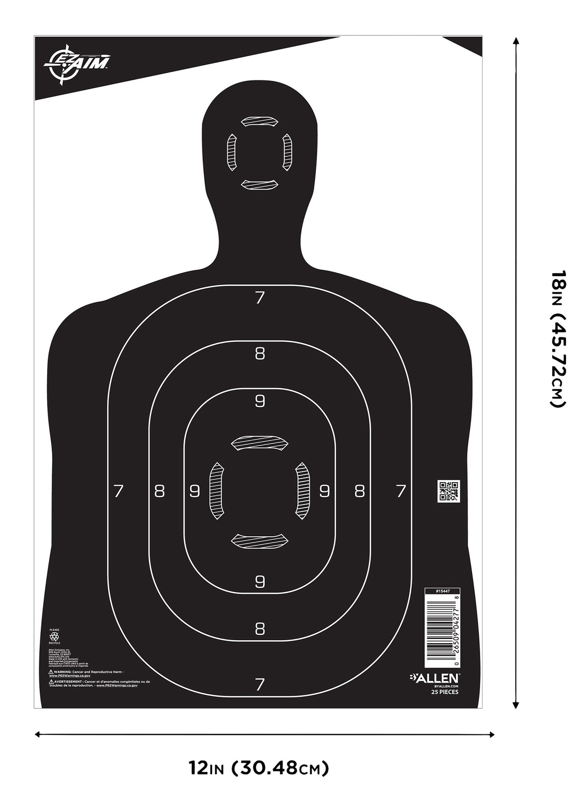 ALLEN 15447  EZ AIM  SILHOUETTE TRGT 12X18 25 PK