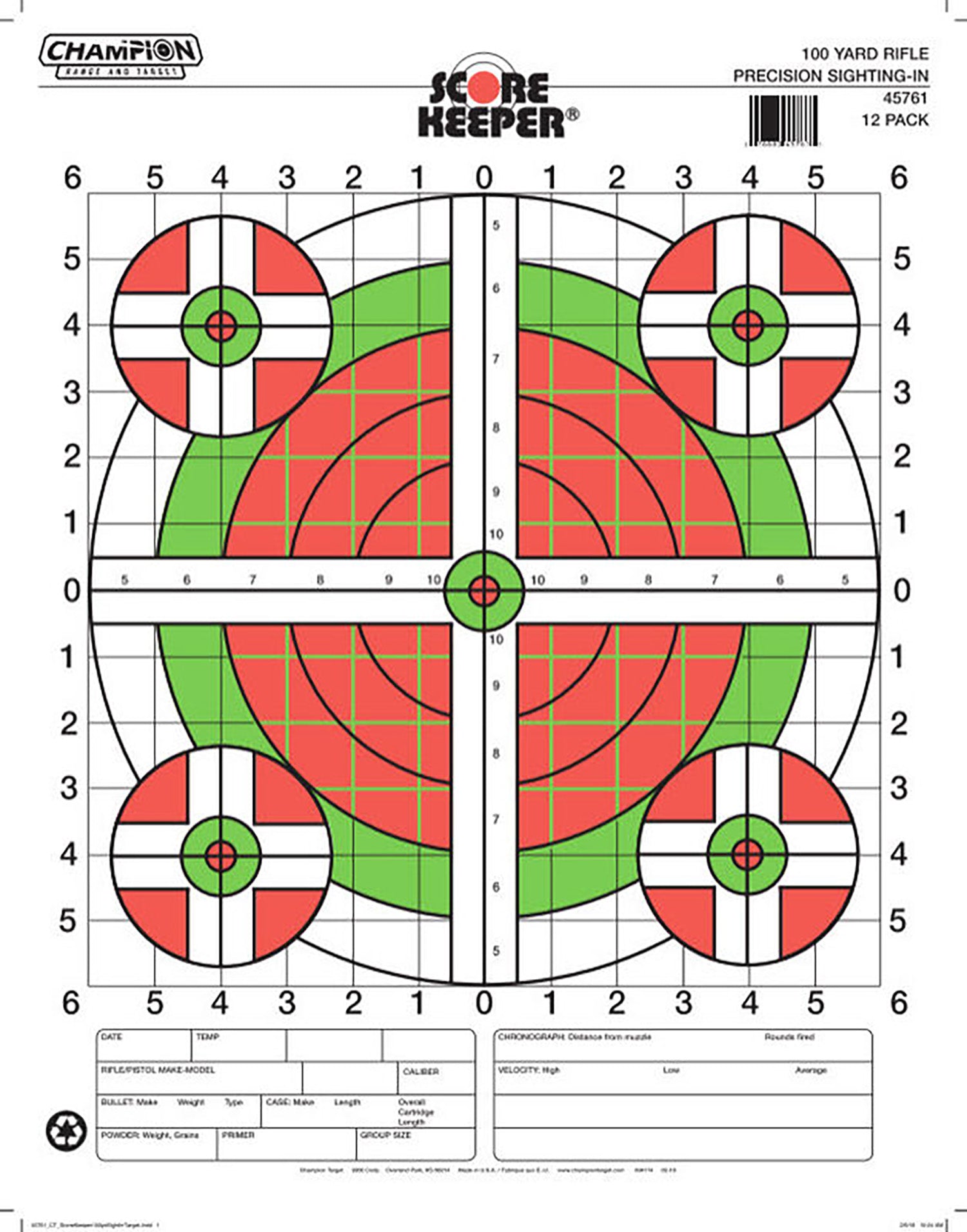 CHAMP 45796      100YD ORG/GRN LG SIGHT IN 12PK