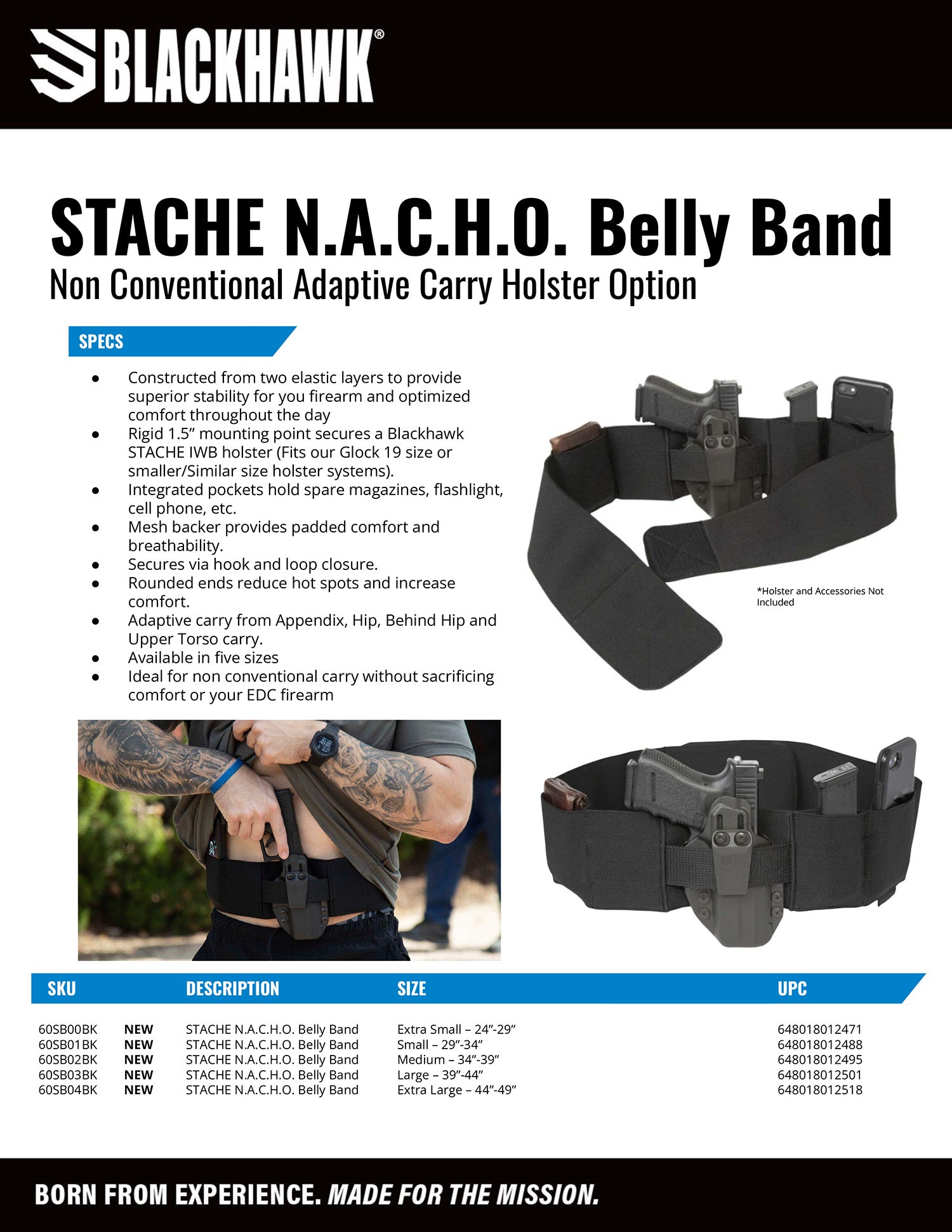 BHWK 60SB04BK   STACHE N.A.C.H.O. BELLY BAND   XL