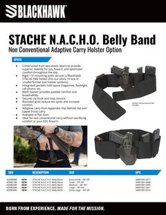 BHWK 60SB04BK   STACHE N.A.C.H.O. BELLY BAND   XL