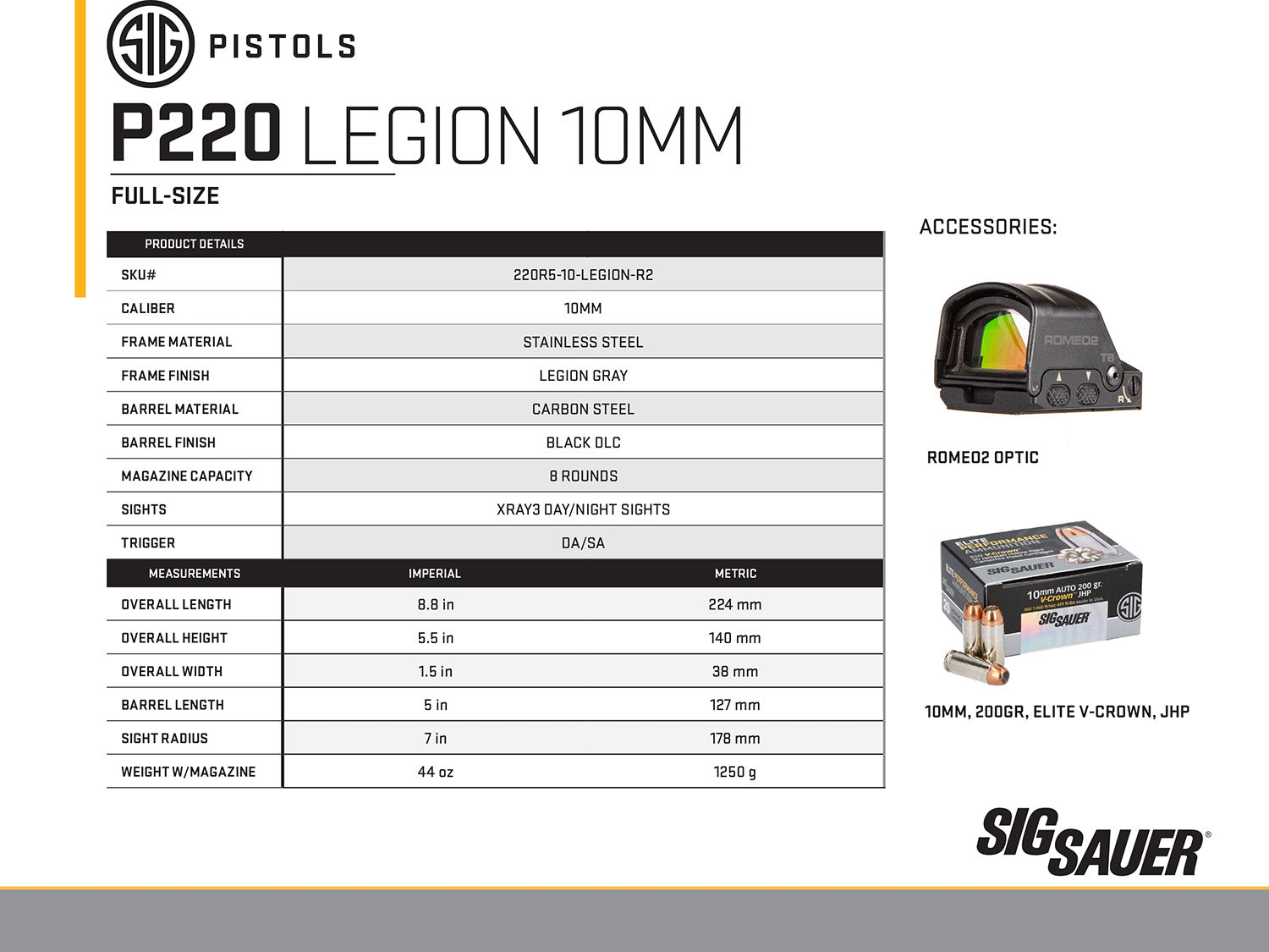 SIG 220R510LEGIONR2      P220 10M 5   DASA  8R GRY