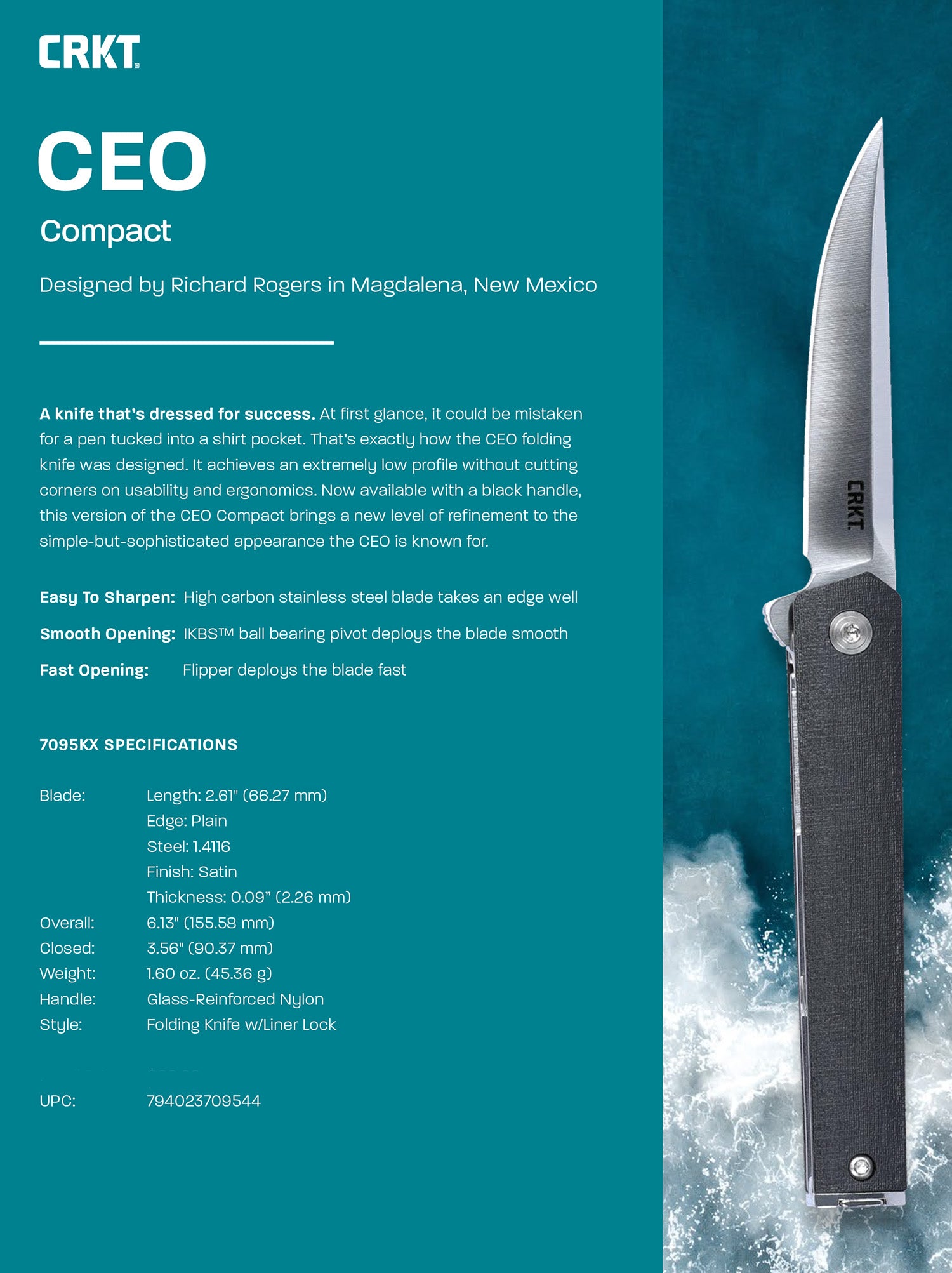 CRKT 7095KX   CEO COMPACT       2.61 PLAIN     BLK