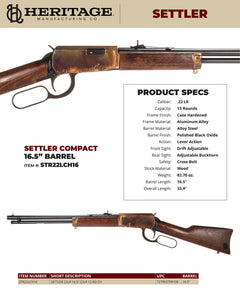 HER STR22LCH16   SETTLER 22LR 16.5 22LR 13 RD CH