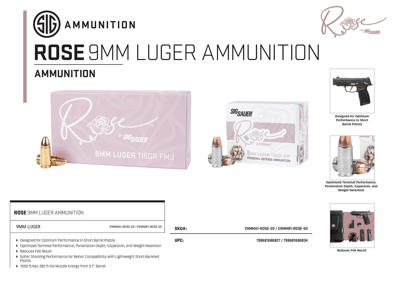 SIG E9MMA1ROSE20   ROSE 9MM  115GR  V-CROWN  20/10