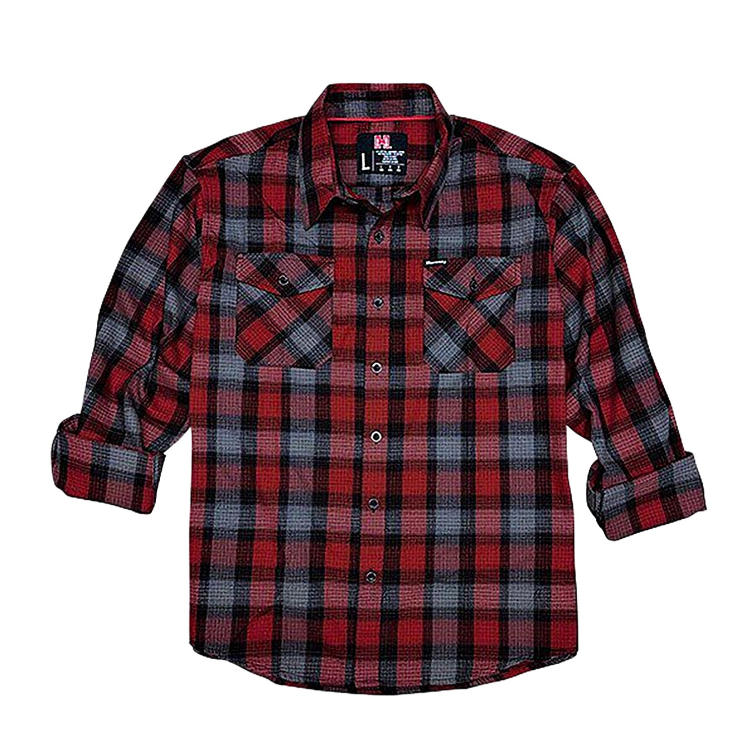 HDESIGN 32193  HORNADY L/S FLANNEL        LG RED