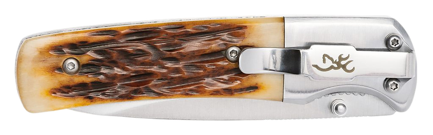 BRN 3220500    KNIFE  BM HUNTER FLDR BONE