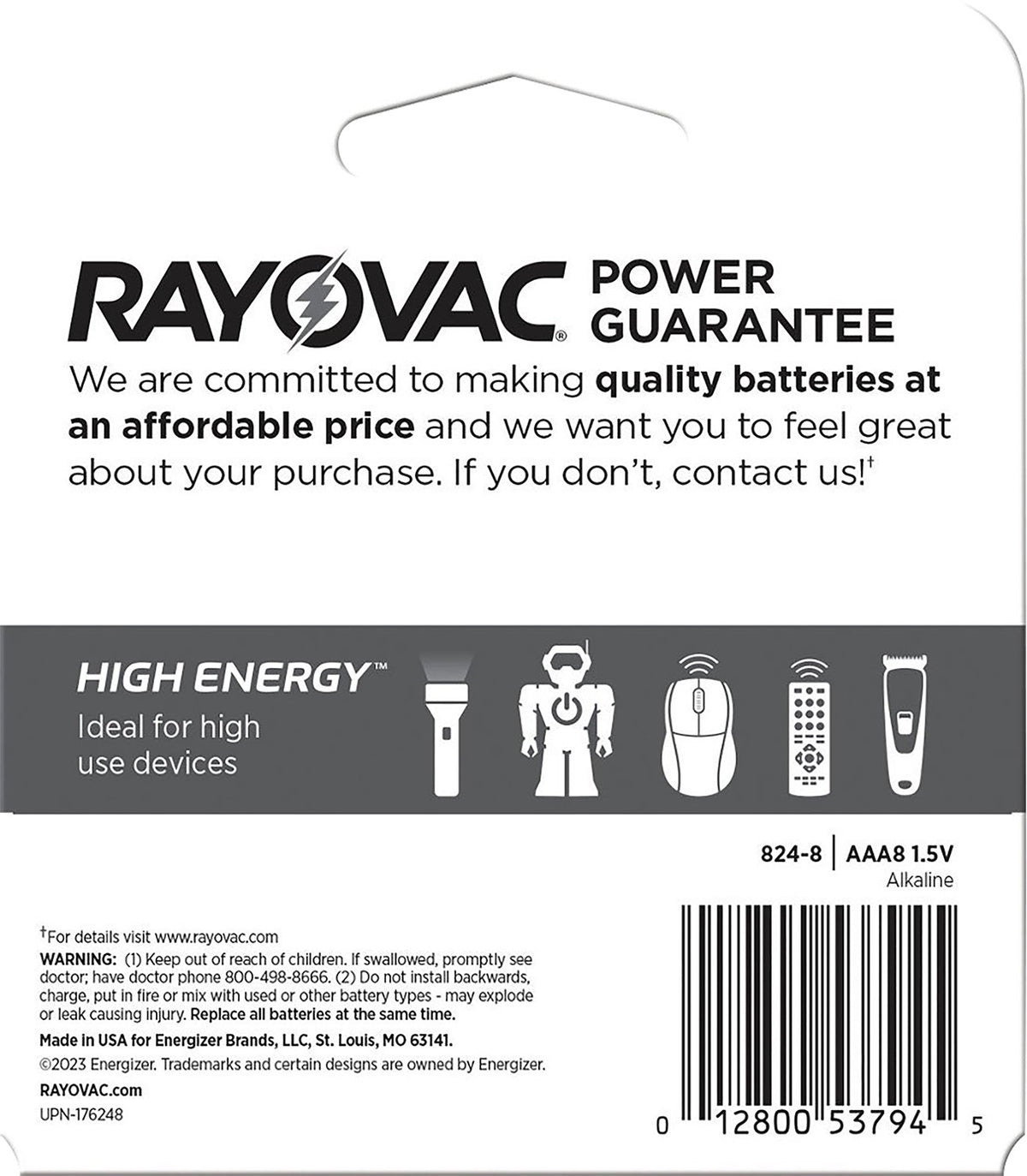 RAY 824-8T1.02   HIGH ENERGY AAA 8PK