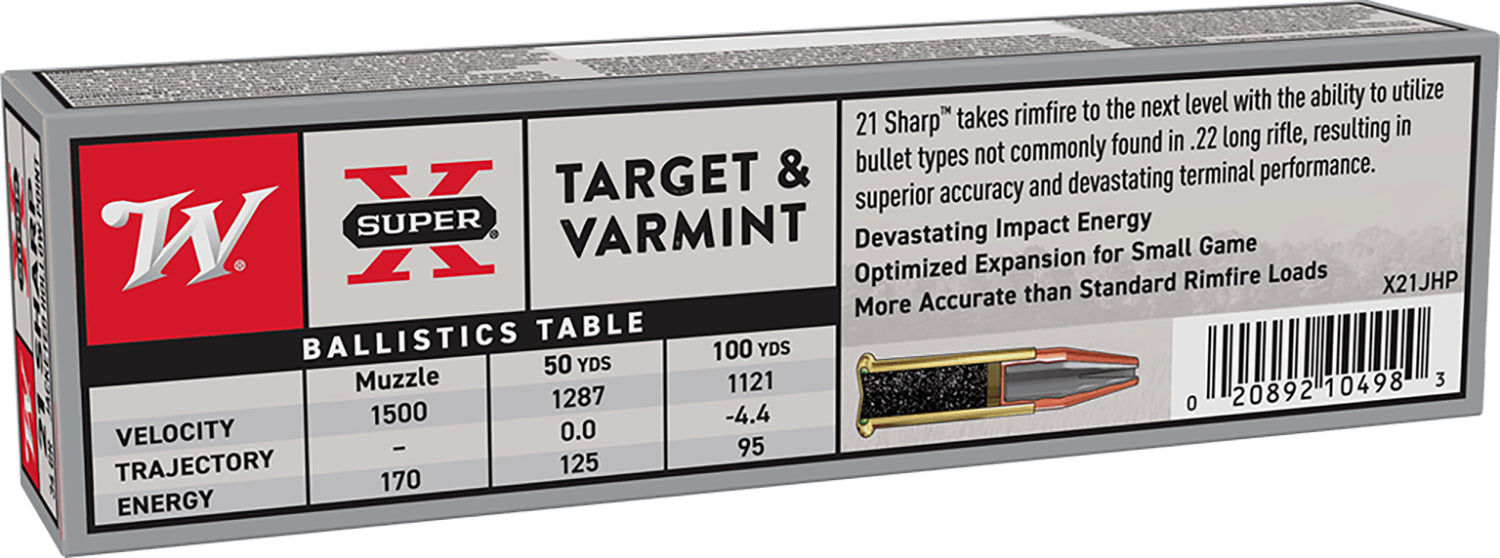 WIN X21JHP  SUPERX TRGT&VRM 21SHRP 34GR JHP 100/20