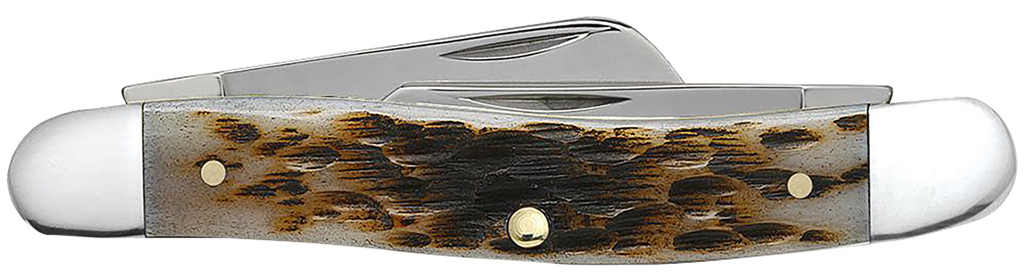 CASE 00042 AMBER BONE PEACH SEED JIG STOCKMAN