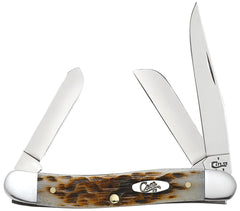 CASE 00042 AMBER BONE PEACH SEED JIG STOCKMAN