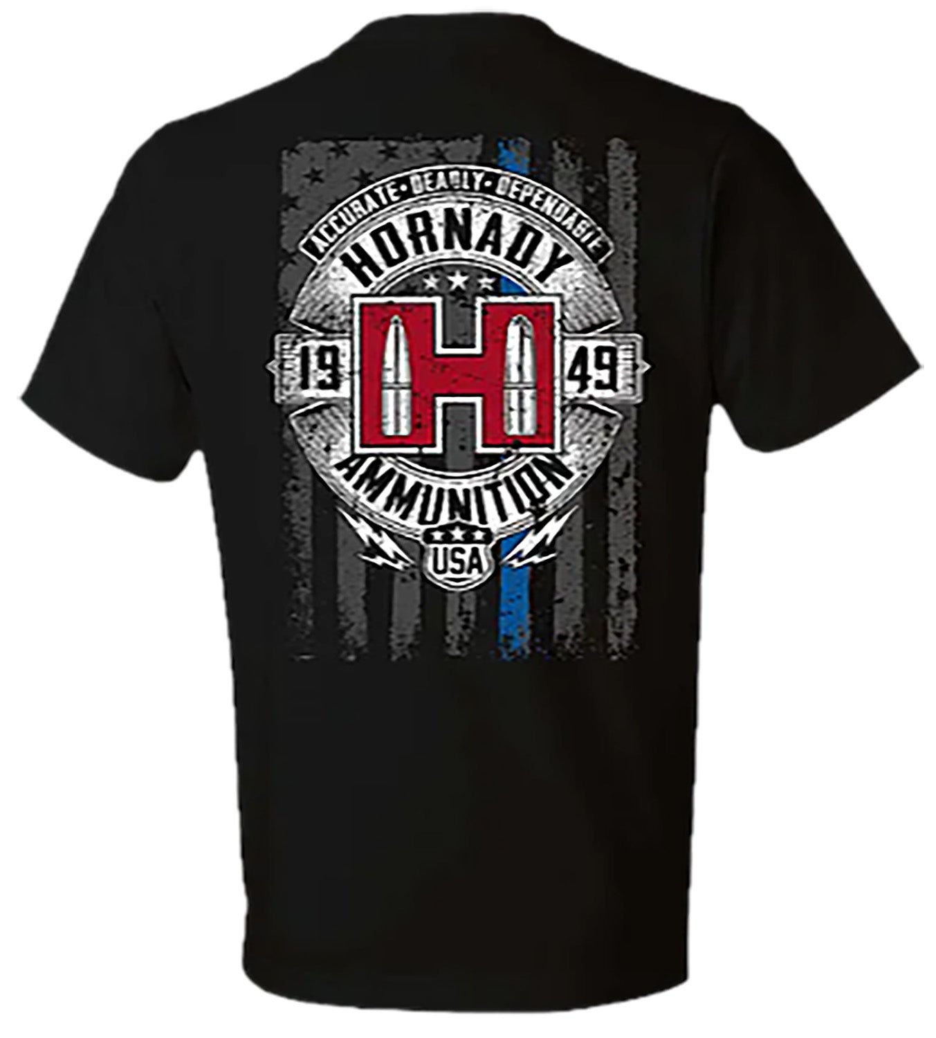 HDESIGN 30762  HORNADY POW BLU LIN TSHIRT MD BLK