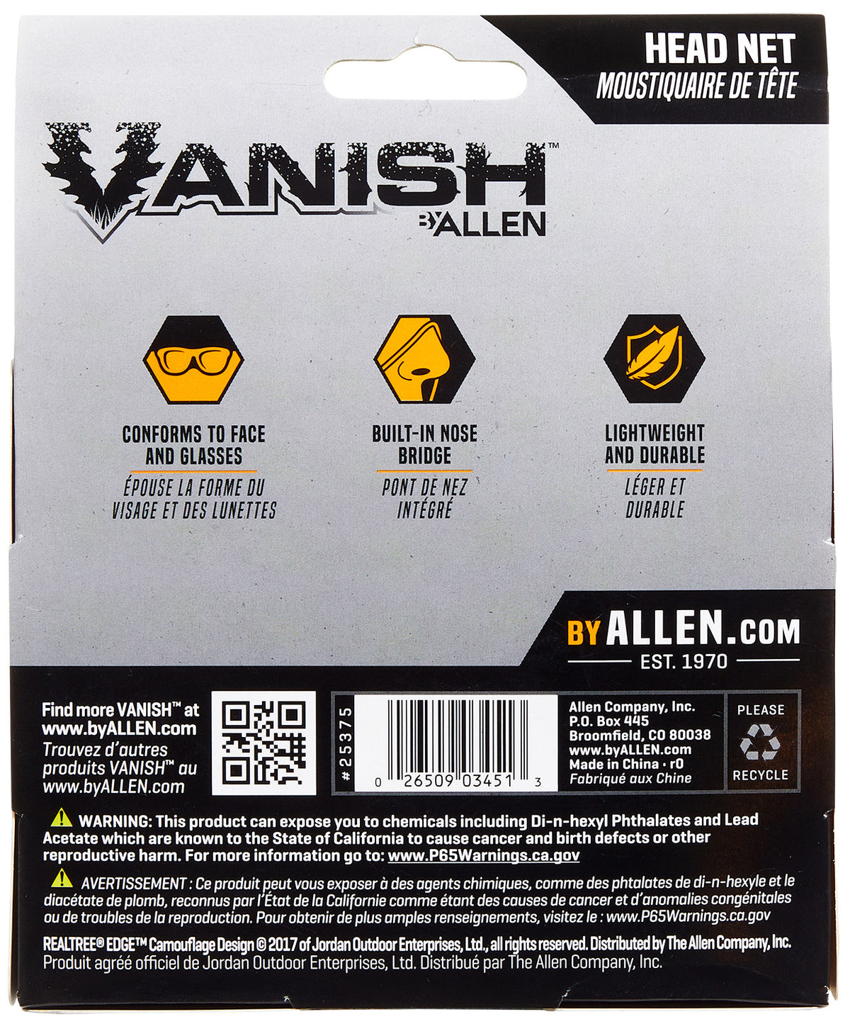 ALLEN 25370  VSA FORM 3/4 HEAD NET MOSSYOAK CNTY