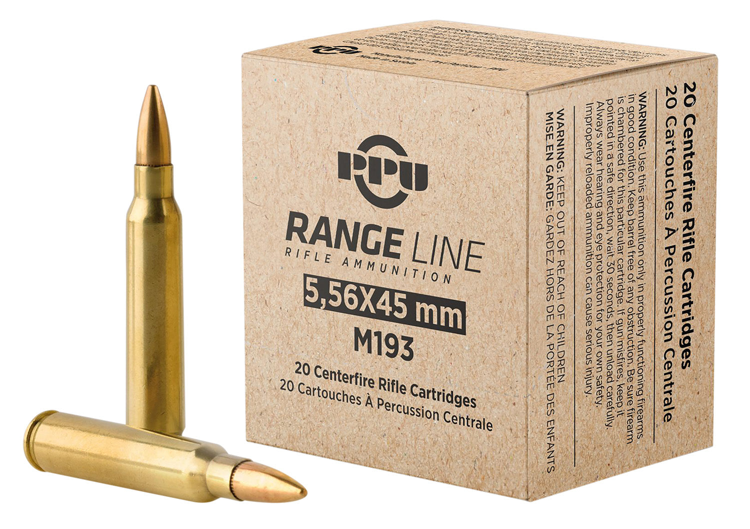 PPU PPR556      5.56 M193 RANGE FMJBT 55GR   20/50