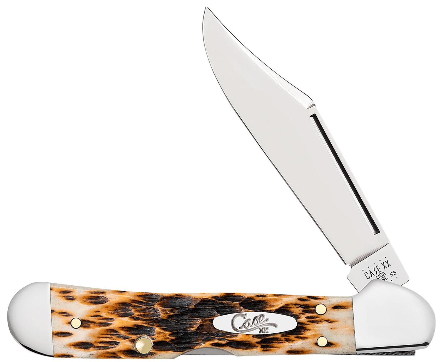 CASE 00133 AMBER BONE PEACH SEED JIG MINI COPPERLK