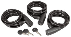 HS HS-00608      6' CABLE LOCK W/KEY LOCK/3PK
