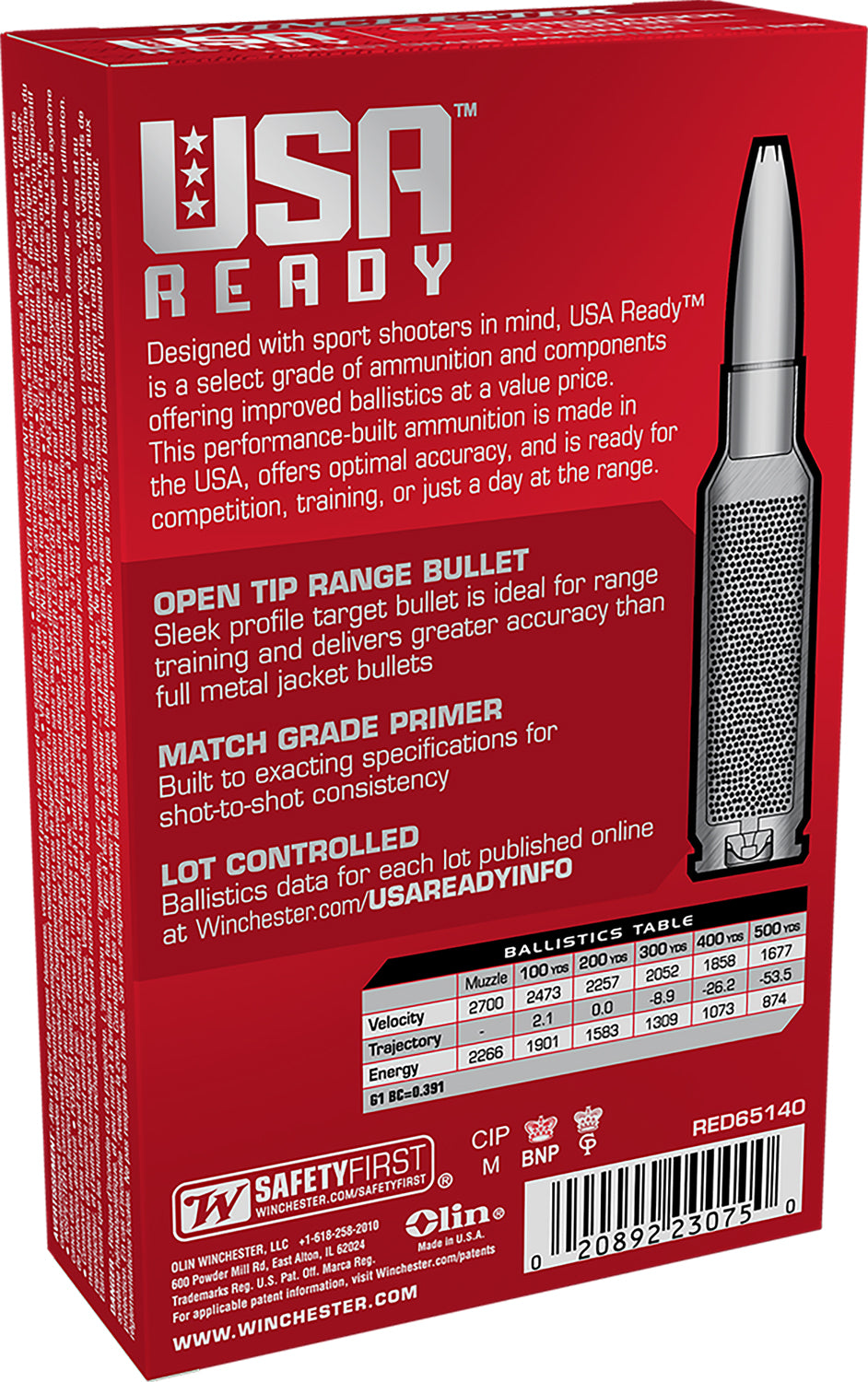 WIN RED65140        6.5CRD  140 FMJOT  USRDY 20/10