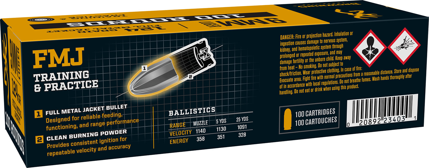BRNA B9MM124VP     9MM    124 FMJ VALUE PK  100/10