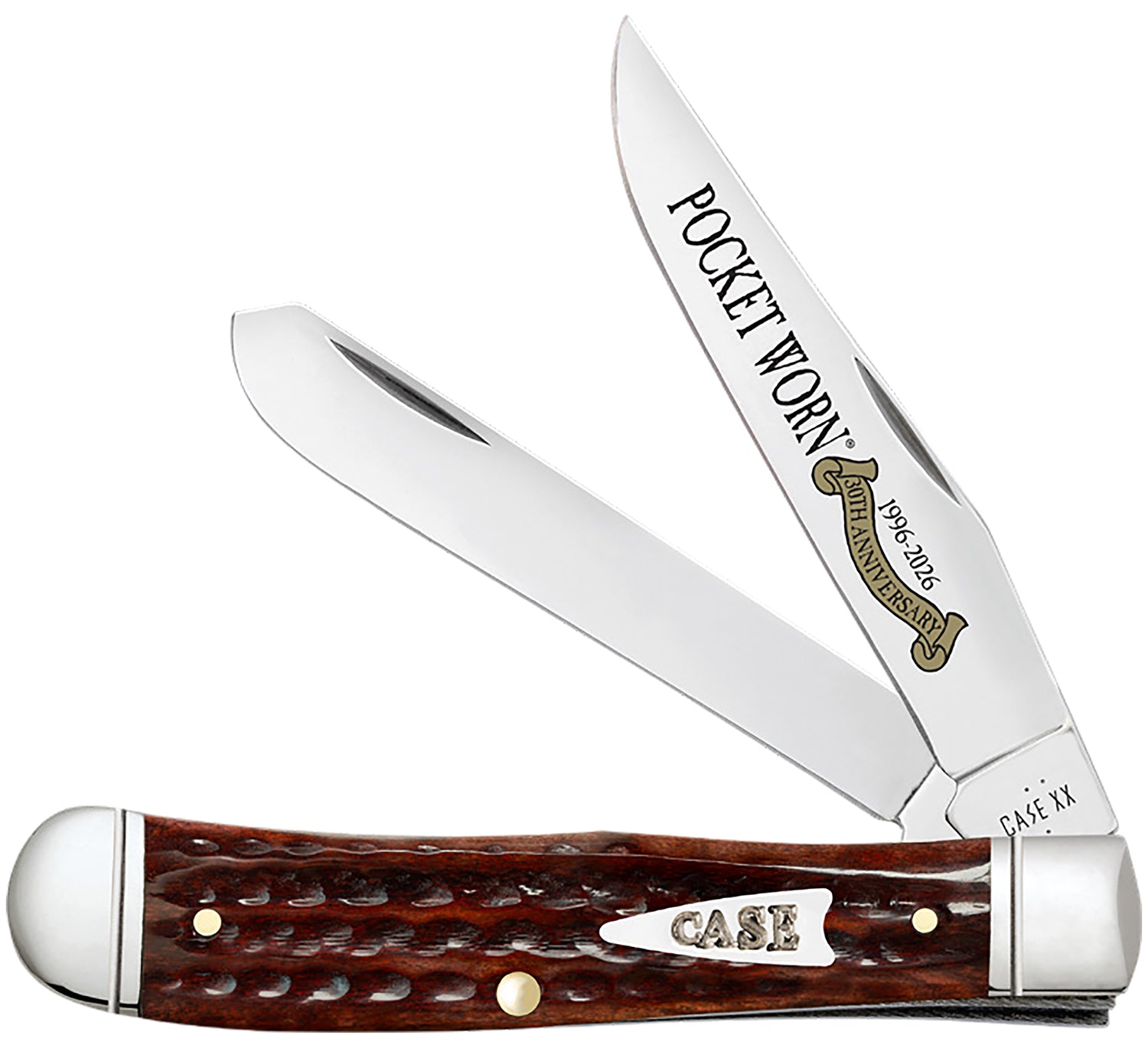 CASE 55230 POCKET WORN MAHOGANY BONE TRAPPER