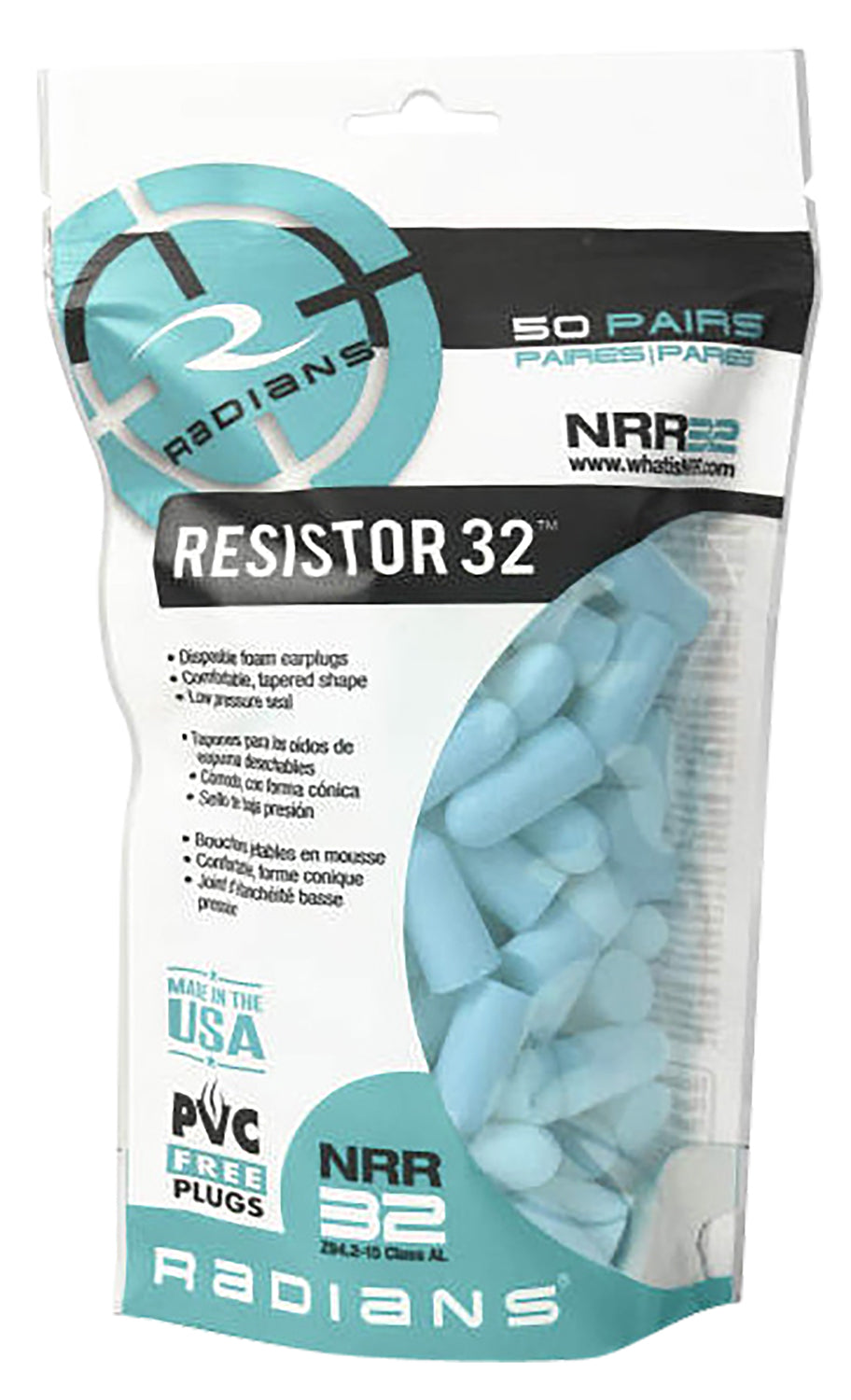 RAD FP70ABG/50  FOAM PLUGS AQUA 50PR