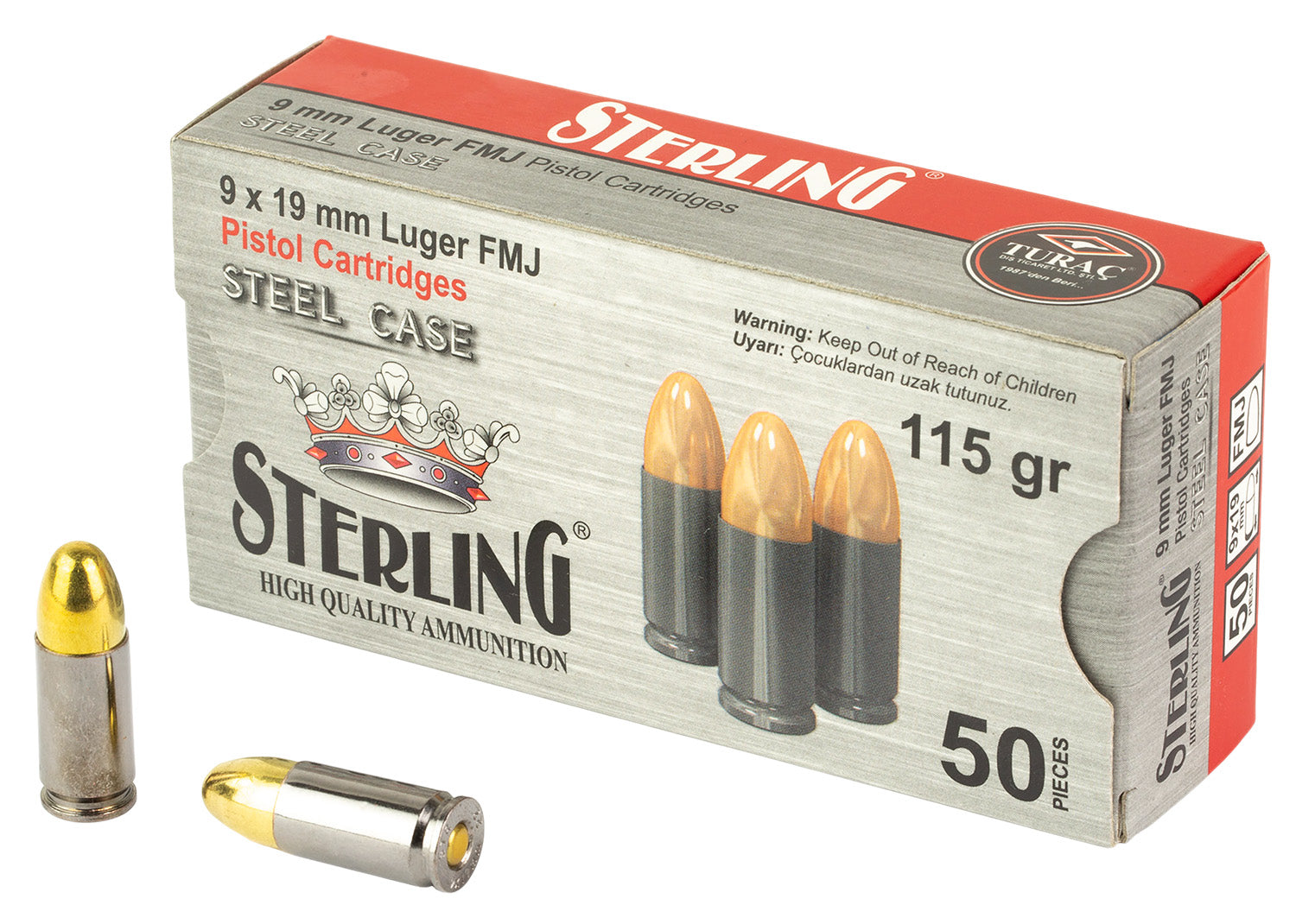 STERLING 8698779957674  9MM 115 FMJ STEEL    50/20