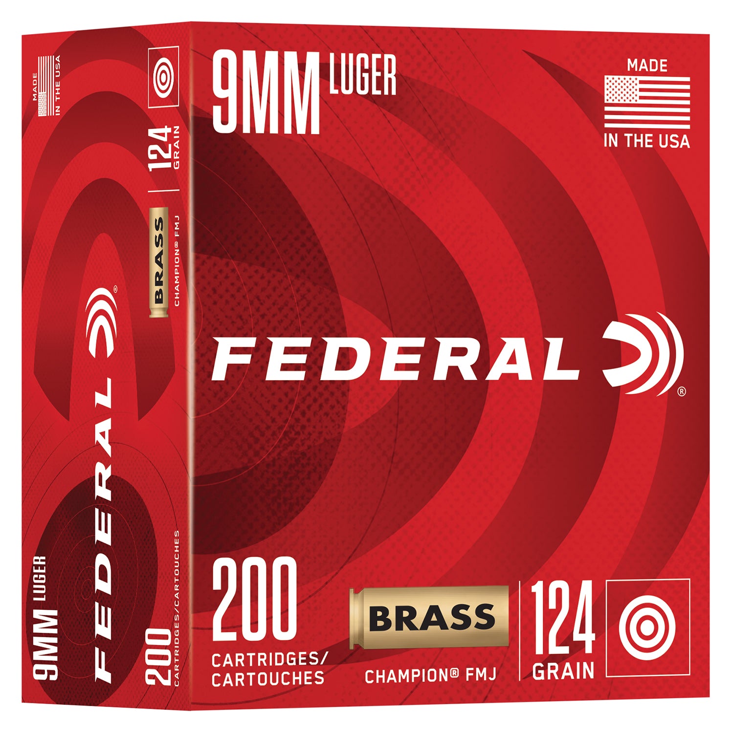 FED C9124A200      9MM 124 FMJ CHAMP BRASS  200/5