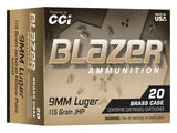 CCI 5239A BLAZER BRASS     9MM  115 JHP 20/25