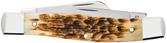 CASE 00079 AMBER BONE PEACH SEED JIG MED STOCKMAN