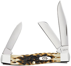 CASE 00079 AMBER BONE PEACH SEED JIG MED STOCKMAN