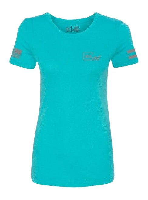 GLK AP96444 GLOCK GIRL FLAG TEE M   TEAL