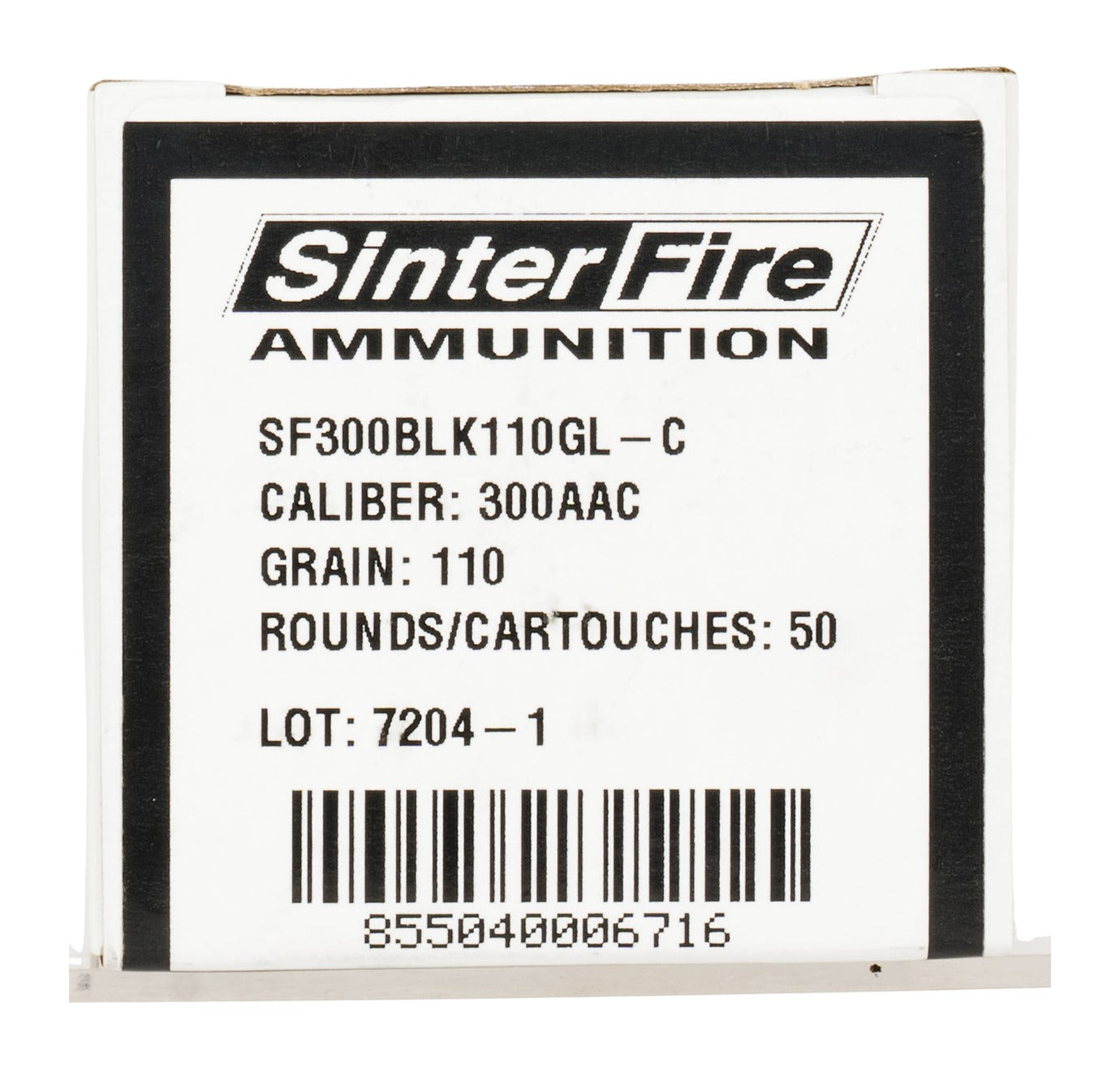 SINTERFIRE SF300BLK110GL-C 300 BO GL 110G LF 50/10